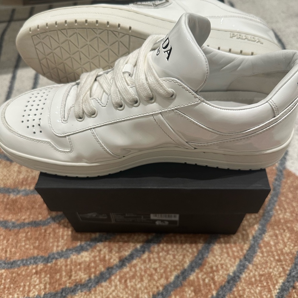 Prada Men’s Vernice Patent Leather Low-Top Sneakers - Picture 12 of 13